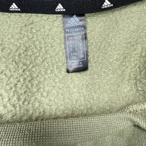 Adidas Olive Green Sweatshirt with Black Stripes - Picture 3 of 3